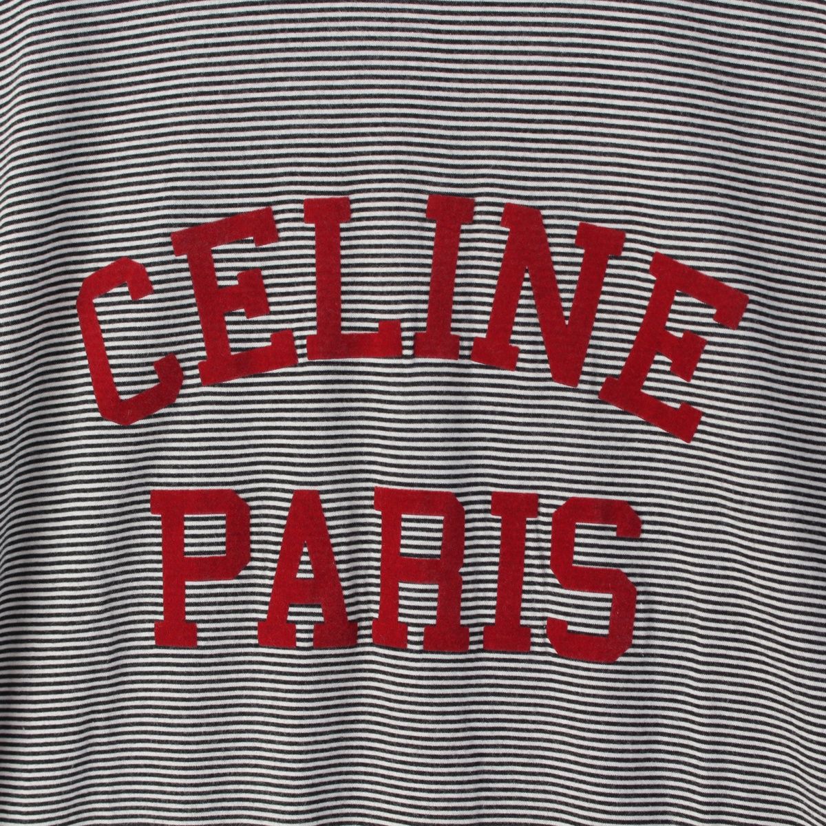 セリーヌ コットン CELINE PARISロゴ ボーダー ルーズ 半袖Tシャツ  
