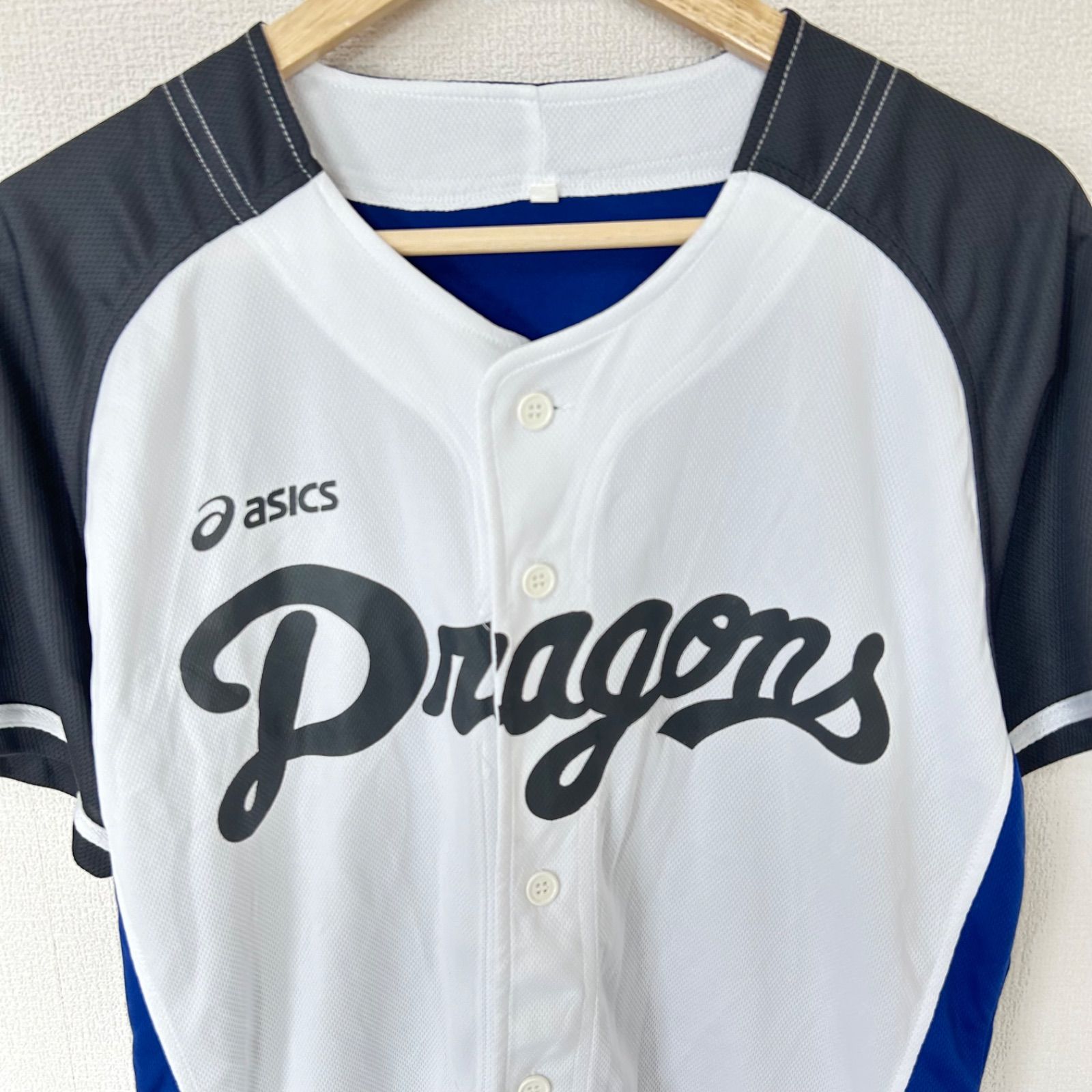 w^)b asics アシックス 中日ドラゴンズ Dragons ベースボールシャツ 中