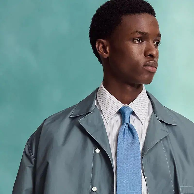 エルメス HERMES ネクタイ 青 ブルー 馬蹄柄 箱付き HERMES（エルメス