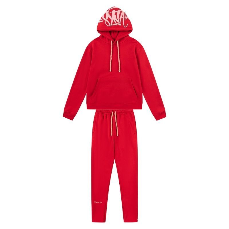 Syna World tracksuit セットアップ ブラック＆レッド スウェットパンツ パーカー スウェット セットアップ