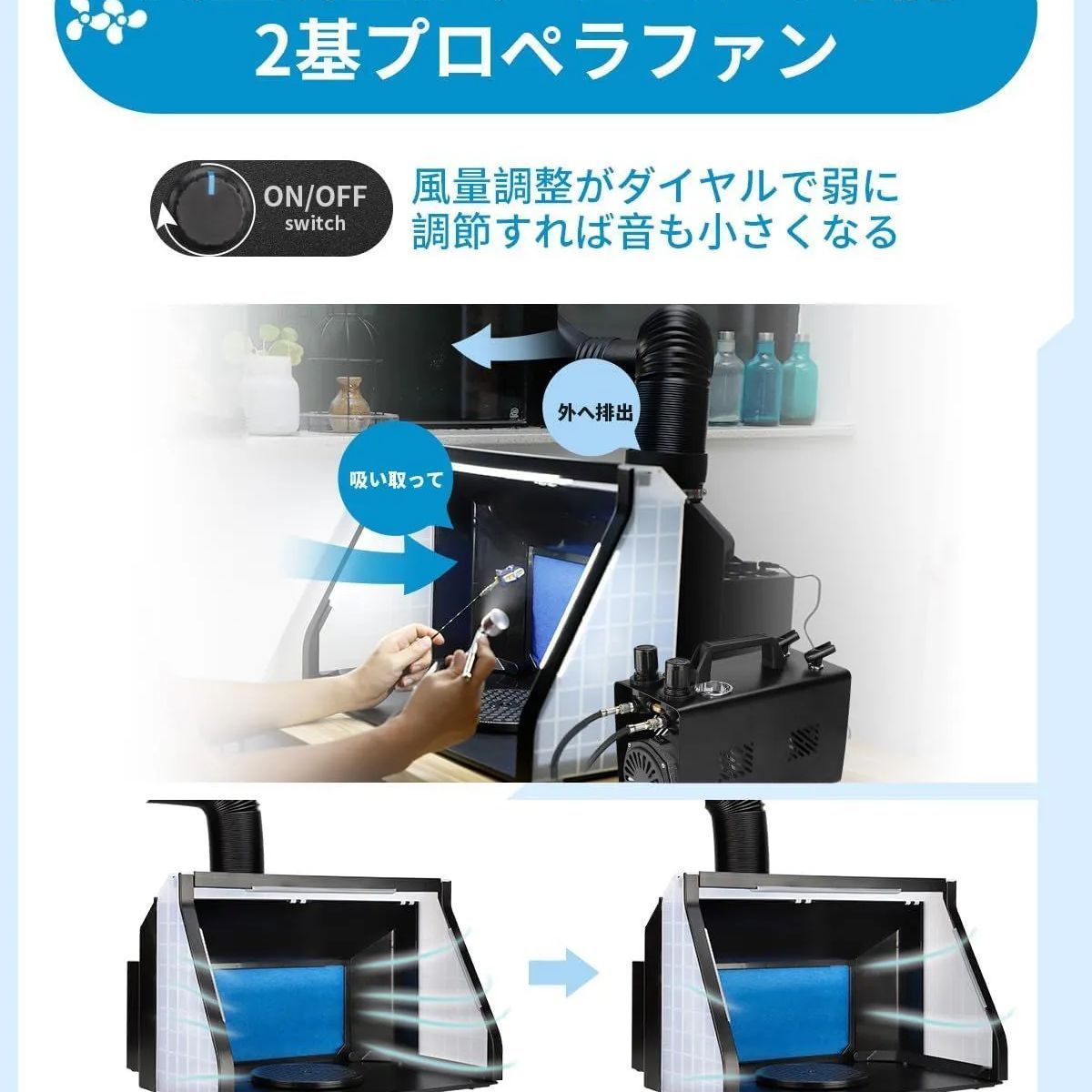 ANESTY LED塗装ブース HS-E550 Anesty 塗装ブース HS-E550 LEDライト付き 排気ホース付き