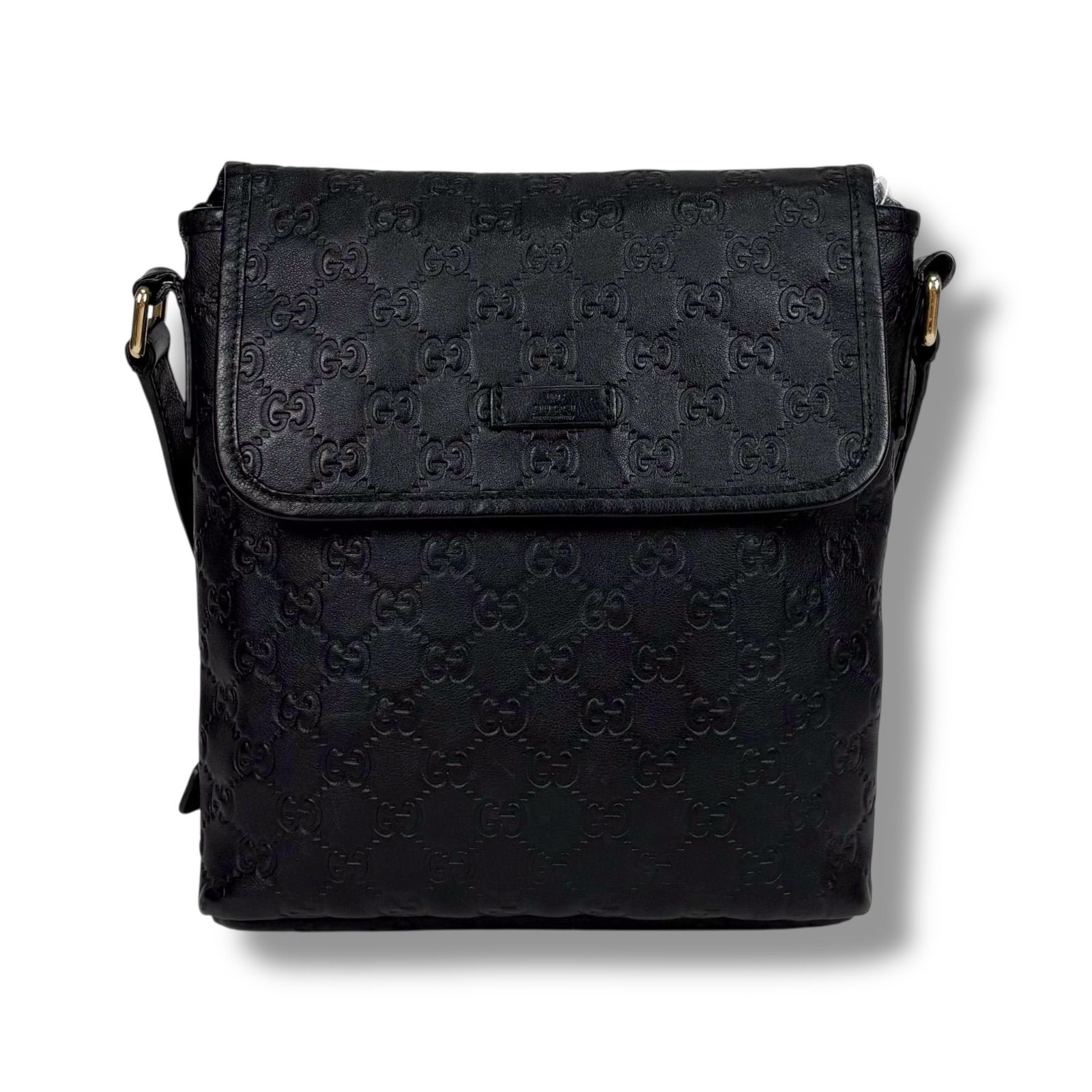 【美品】グッチ ボディバッグ ショルダー GG柄 ロゴ型押し ブラック グッチ GUCCI クロスボディバッグ ショルダーバッグ グッチシマ
