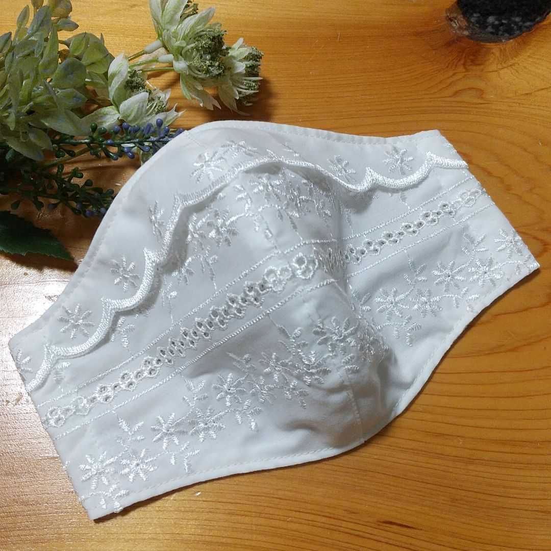 インナーマスク小池都知事刺繍レース立体清楚カメリア初秋大きめ 