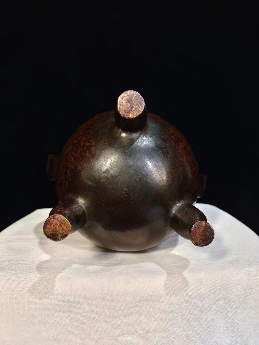 中国骨董・古銅細工・大明宣徳紋・朝天耳獅子蓋炉・香炉・薫香炉・中国