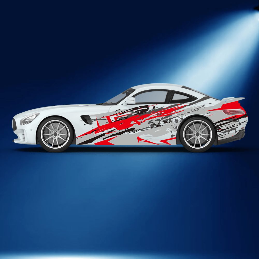 鮮やかな抽象幾何学ビニールカーデカール - 耐久性とUV耐性のサイドステッカー 車 トラック SUV用 - 簡単取り付け