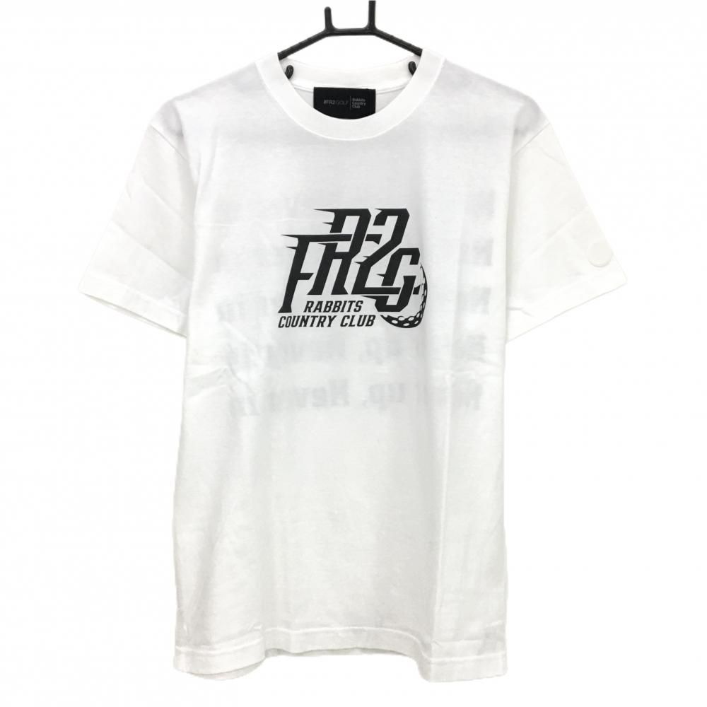 特価【新品】エフアールツーゴルフ Tシャツ 白×黒 ビッグプリント メンズ M ゴルフウェア FR2 GOLF