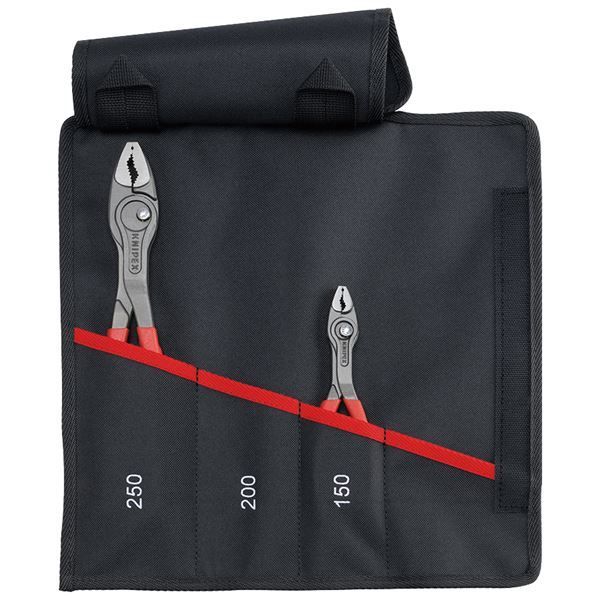 KNIPEX クニペックス 2本組 TwinGripツイングリップ スリップジョイント プライヤー 150 250mmセット プラスティックコーティングハンドル ツールロール付 001961V02