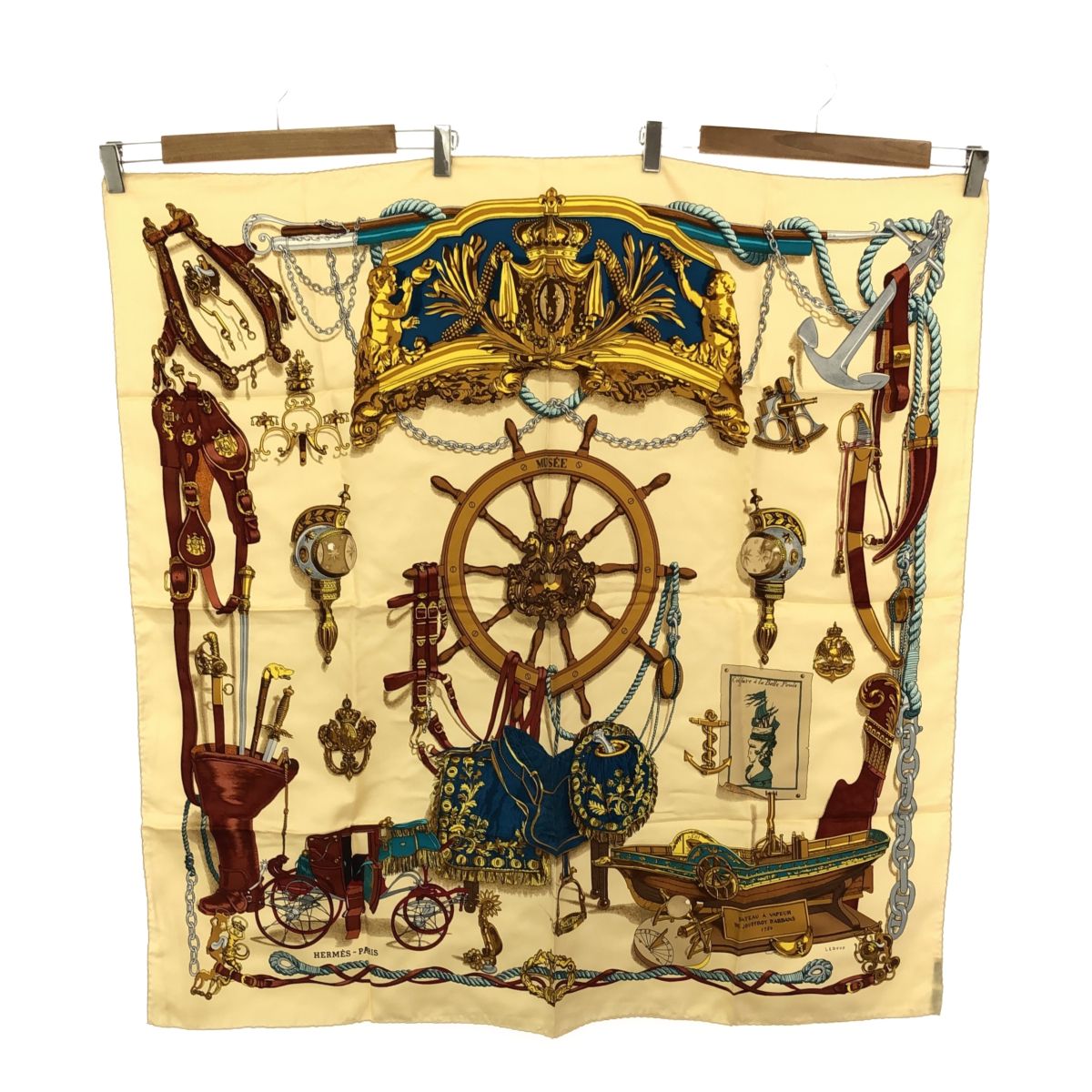 エルメス HERMES スカーフ カレ90 MUSEE 博物館 美術館 ベージュ