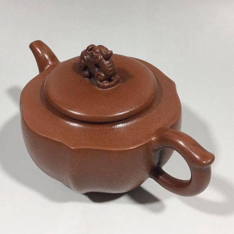 宜興 紫砂壷 菱花壺 工芸品 美術品 置物 中国煎茶器 沈順娣作