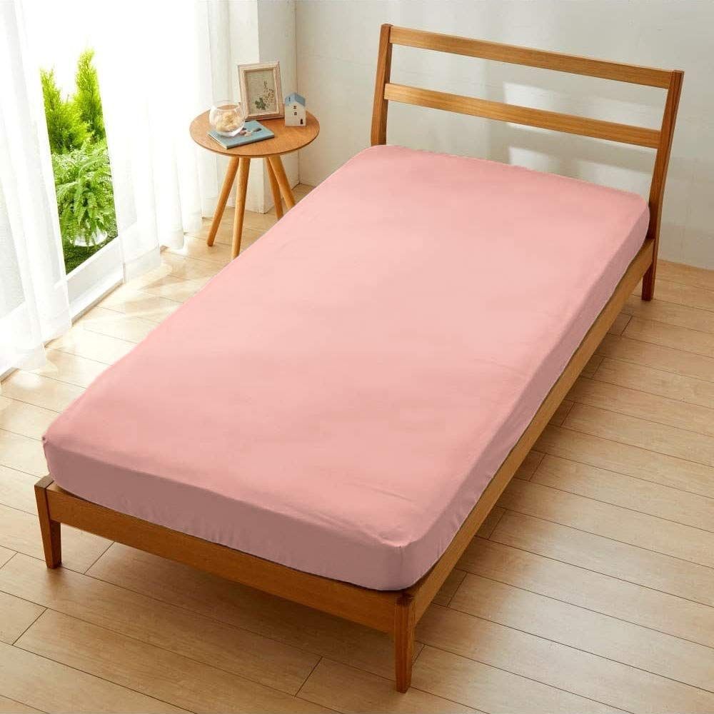 【新品】ボックスシーツ ベッドシーツ 綿100% 4人用 日本製 240×200×30cm クレイピンク シーフィールド SB-504-N