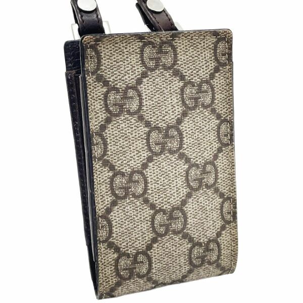 グッチ 携帯ケース シェリーライン GGプラス 携帯ポーチ PVC ベージュ グリーン 緑 レッド 赤 125848 GUCCI ウェビング ネックストラップ 携帯入れ 小物入れ モバイルポーチ ポーチ ブランド小物