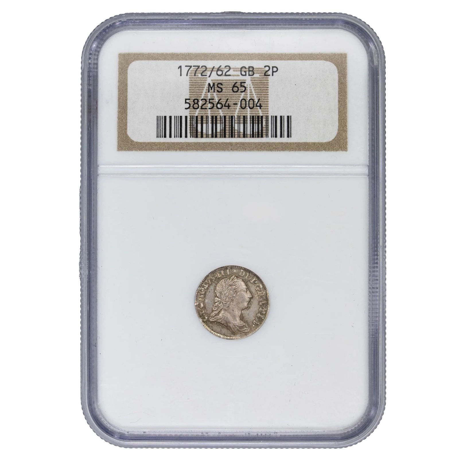 Great Britain 1772|62 2 Pence Silver Coin KM 595 - NGC MS-65