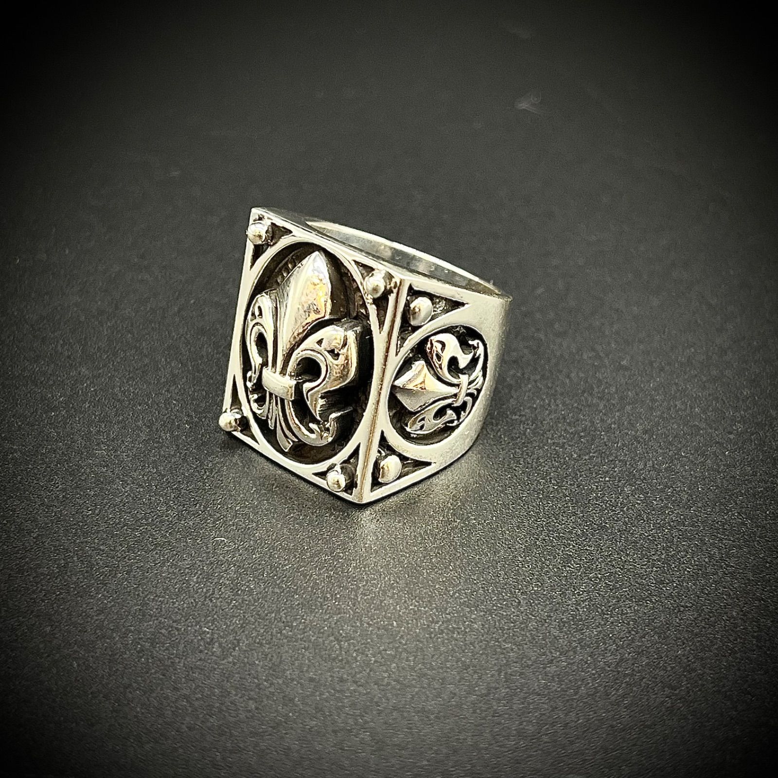 シルバー925 リング 19号 21号 23号 百合の紋章 フレア スターリング