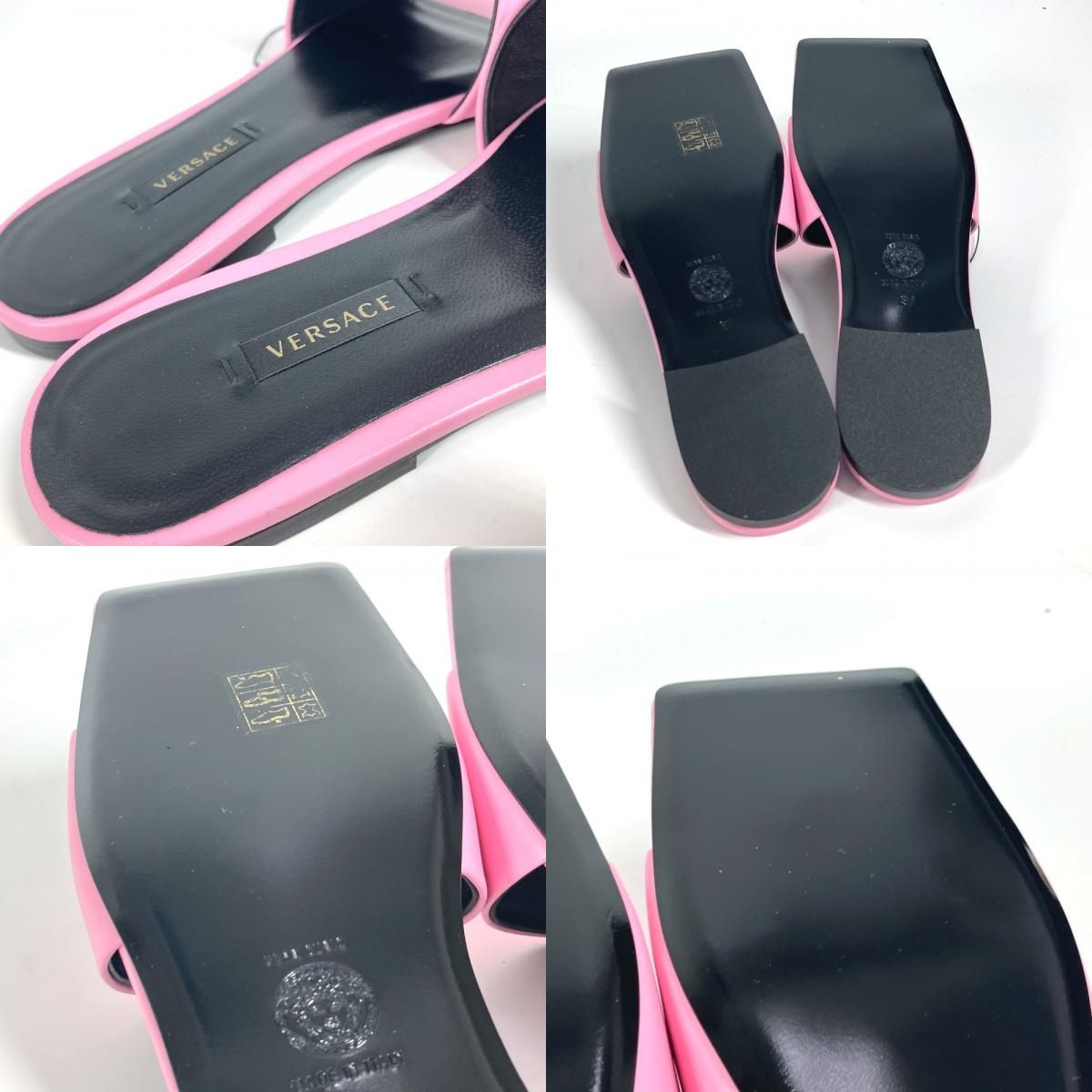 VERSACE ヴェルサーチ サンダル メデューサ ロゴ レザー ピンク - メルカリ