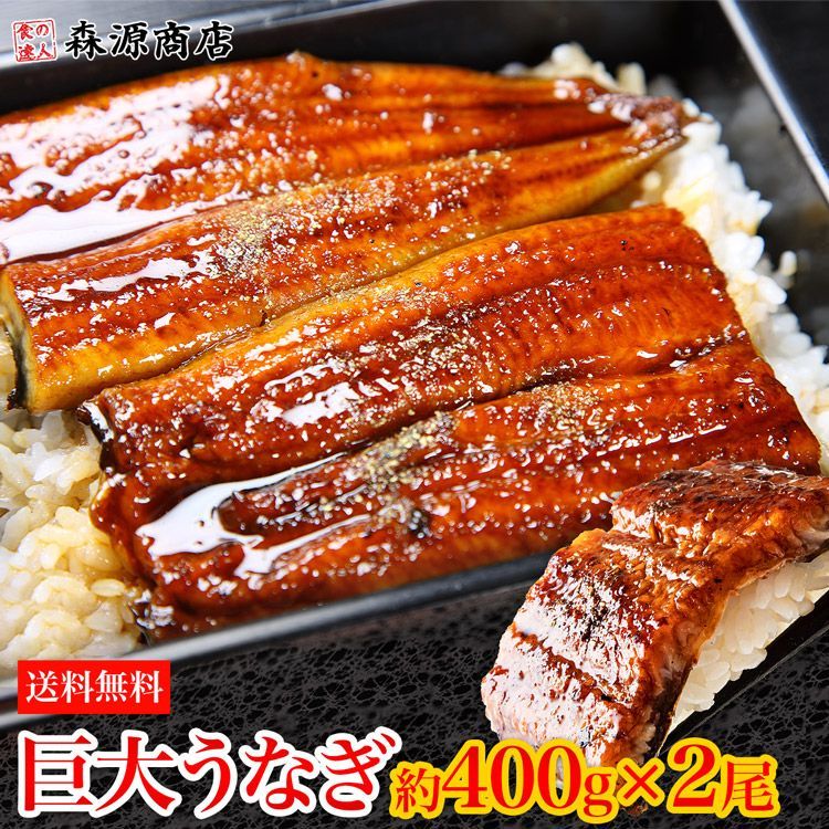 うなぎ 鰻 驚 巨大うなぎ蒲焼き 2尾×約400g 計約800g 山椒たれ付き