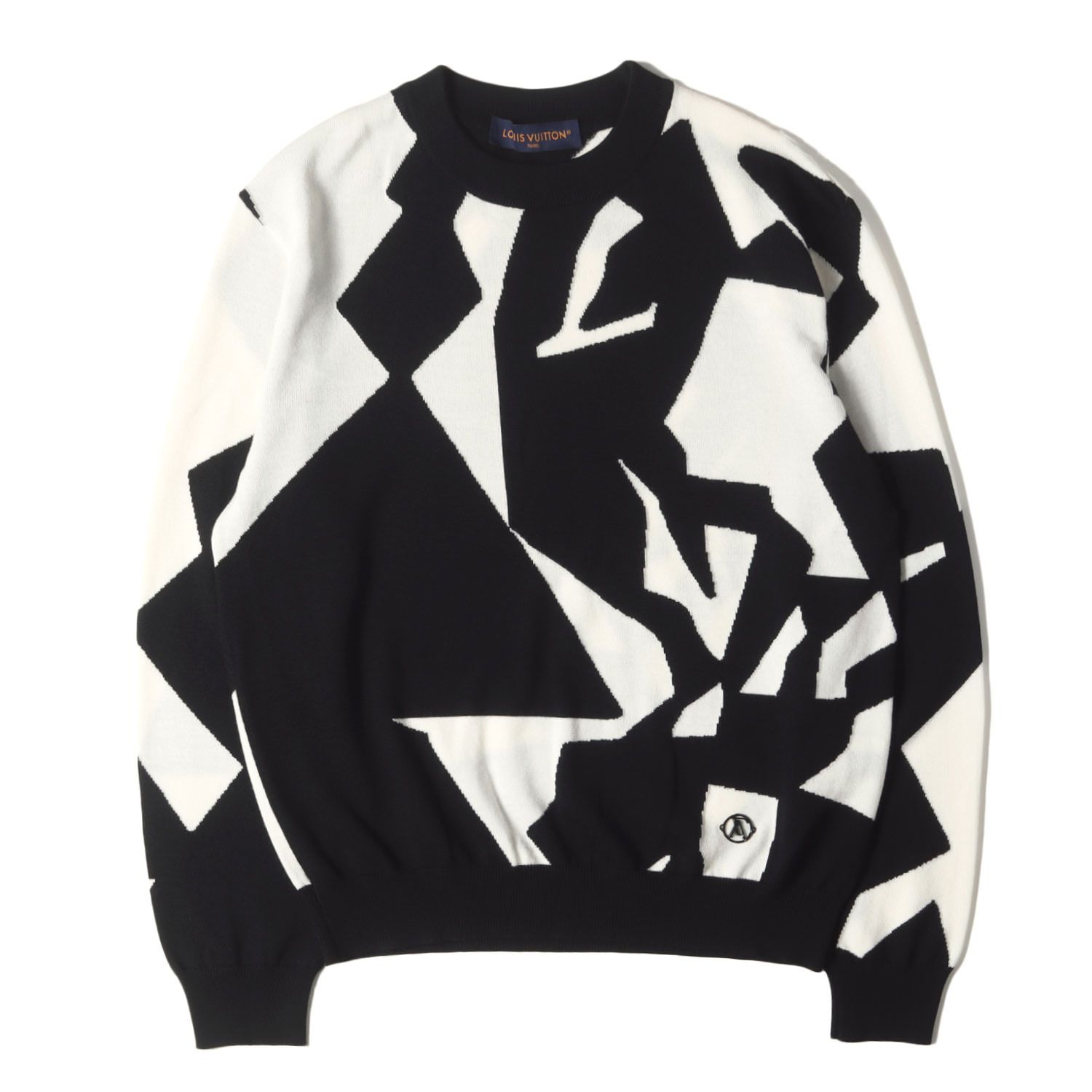 LOUIS VUITTON ルイヴィトン ニット サイズ S | 23SS LV アブストラクト ハウンドトゥース クルーネック ニット 1AAU2Y RM12M T26 HON34W | ホワイト ブラック | イタリア製 メンズ