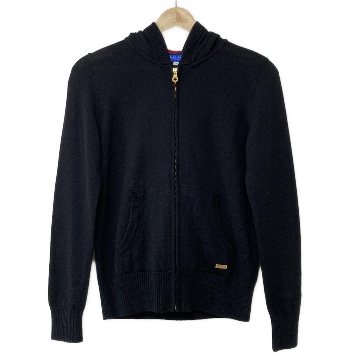 BLUE LABEL CRESTBRIDGE ブルーレーベルクレストブリッジ パーカー サイズ38 M レディース - 黒 長袖|ニット|ジップアップ