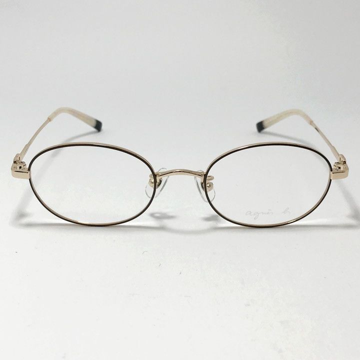 agnes b. アニエス ベー レディース 眼鏡 メガネ フレーム サングラス 50-0129-2 サイズ49 ブラウン ゴールド