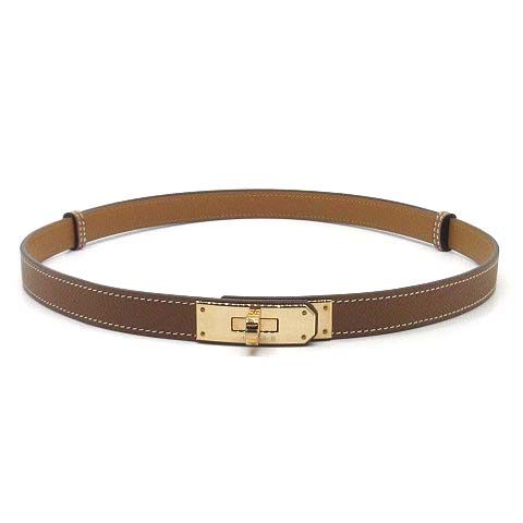 エルメス HERMES ベルト ケリー 18 ヴォーエプソン ゴールド ピンクゴールド金具 B刻印 超