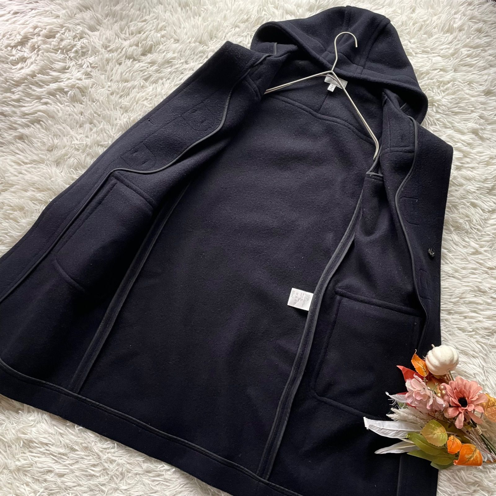 HYKE ハイク メルトンダッフルコート ブラック サイズ3 HYKE メルトンダッフルコート サイズ3 ブラック黒 軽量メルトン