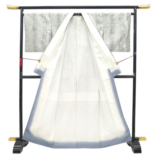 袷　白大島　アンサンブル　L寸 袷】トール＆ゆとりサイズ 切り嵌め模様 白大島紬 | 大山キモノ