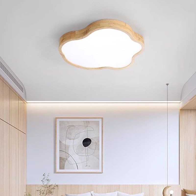 北欧風 木製クリーム雲型LEDシーリングライト 全光スペクトル 目に優しい照明 子供部屋 寝室用 ナチュラル インテリア おしゃれ 癒し