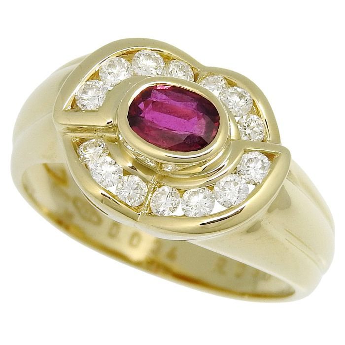 GINZA TANAKA ギンザタナカ K18YG ルビーダイヤリング