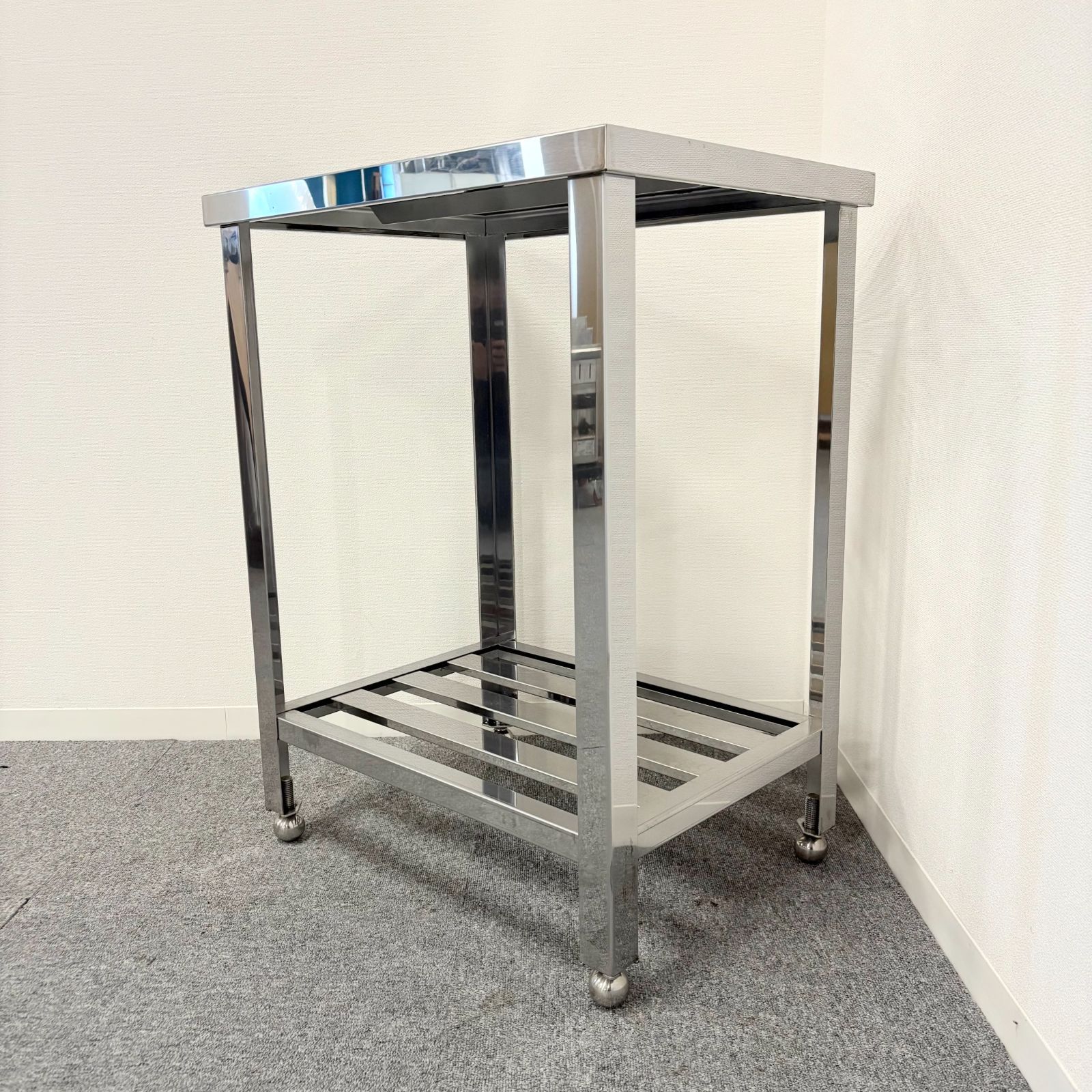 ステンレス作業台 幅600mm×奥行450mm×高さ800mm 業務用 厨房機器 台 棚 テーブル 1424