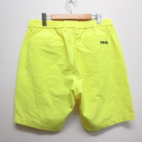 新品タグ付 PINGピンゴルフ 接触冷感 サッカーストライプ柄ハーフパンツ/M ピン PING 美品 ゴルフウェア サッカーストライプ柄 接触冷感