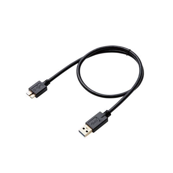 （まとめ） エレコム USB3.0ケーブル/A-microBタイプ/AV売場用/0.5m/ブラック DH-AMB3N05BK 