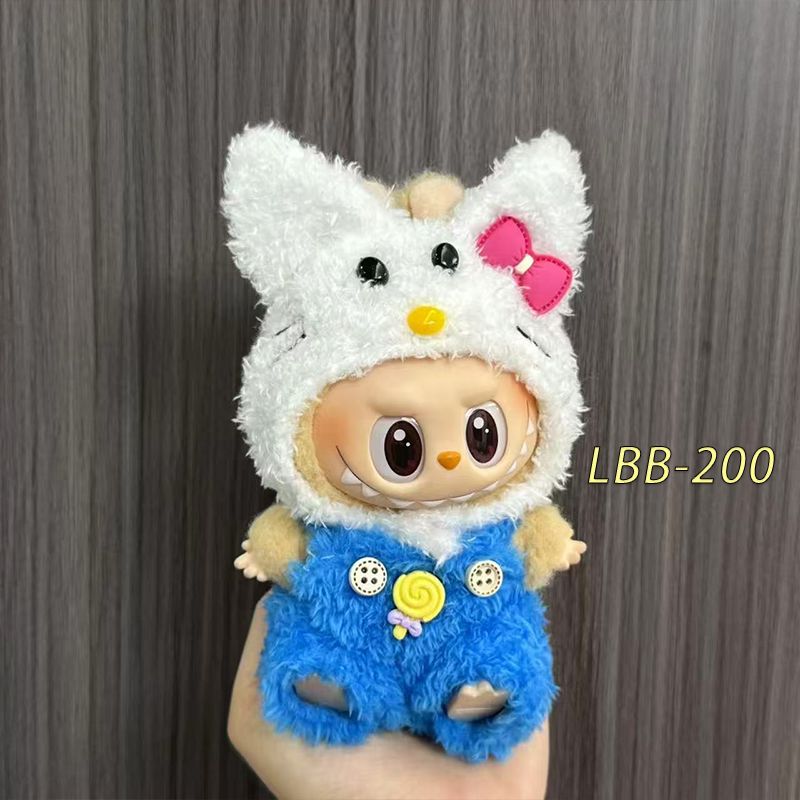 k*ん様 超希少ラブブLabubu1点モノ⭐︎ クロスパッチ服　3点セット 3点セット】ラブブ labubu 黒 着せ替え 服 ぬい服 ネックレス