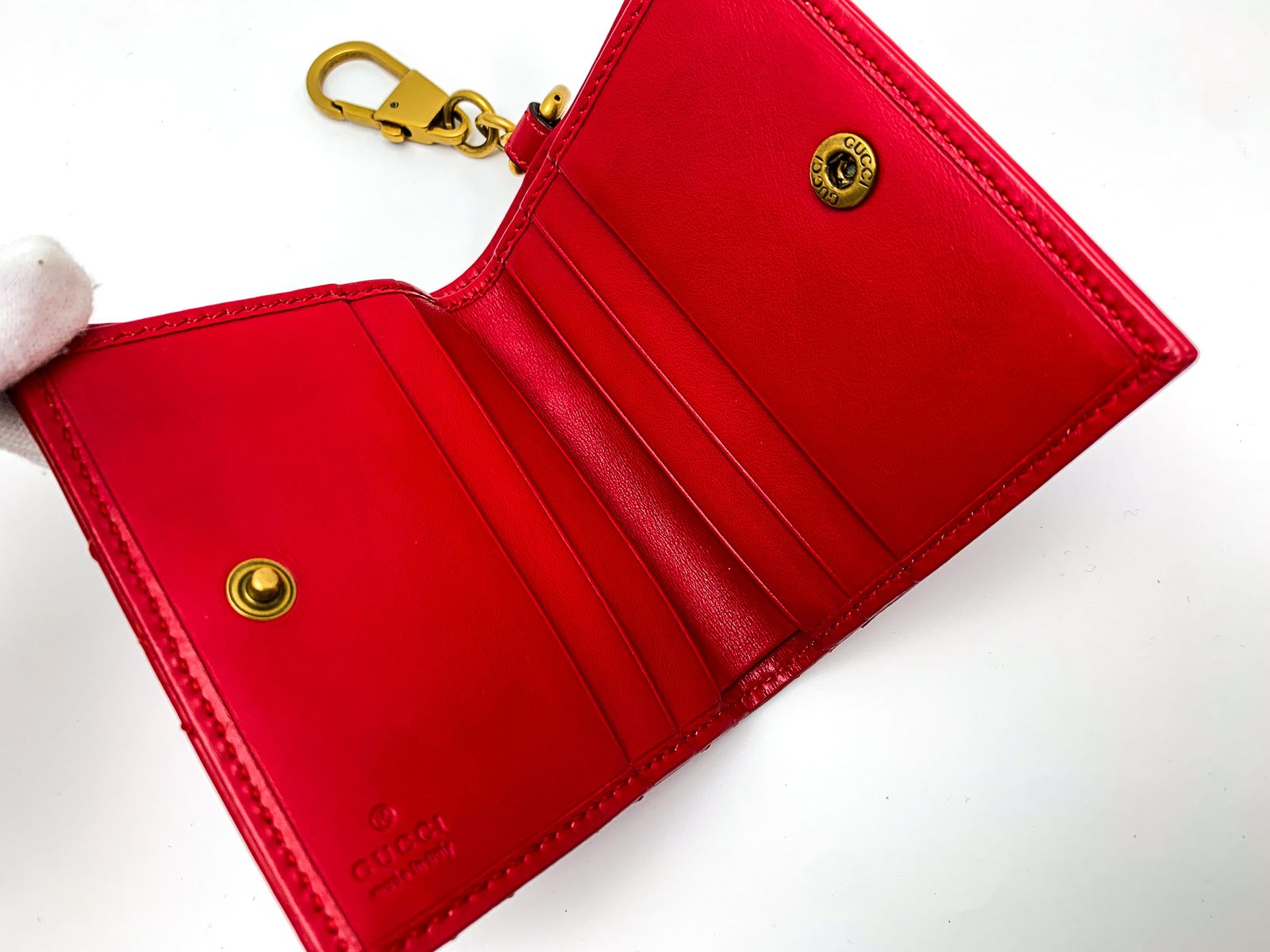 GUCCI グッチ 546579 GGマーモント 赤 カードケース 札入れ キーリング