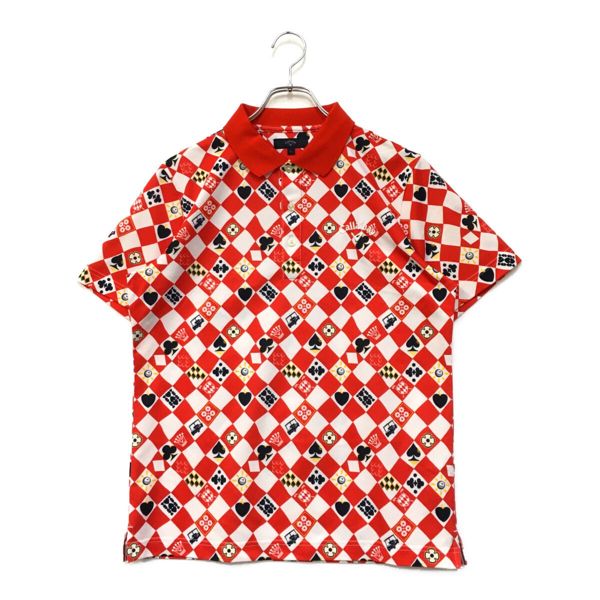 中古 メンズ キャロウェイ Callaway 半袖ポロシャツ L 赤×白 レッド