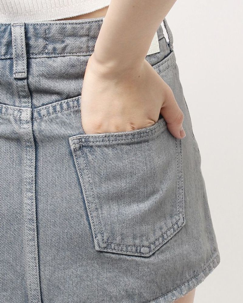 ハイウエストダメージスカートライクデニムショートパンツ 072542501701