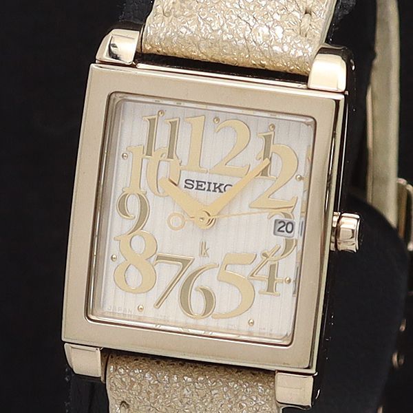 美品SEIKOセイコールキア7N82ホワイトシルバースクエア時計 