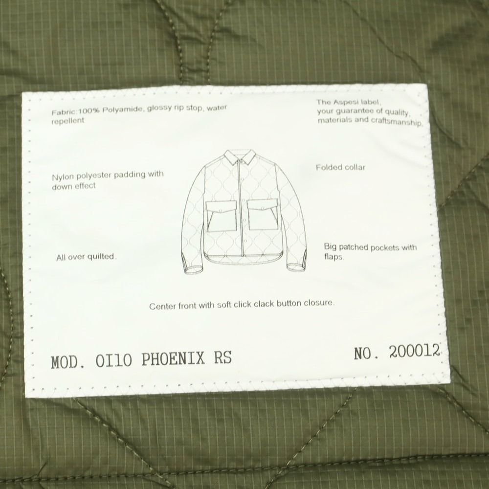 アスペジ ASPESI リップストップナイロン 中綿 キルティング シャツブルゾン ブラック サイズXS メンズ KANDAIZUMI_COM