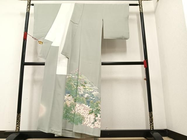 平和屋着物○本加賀友禅作家 池田裕 色留袖 草花文 正絹 逸品