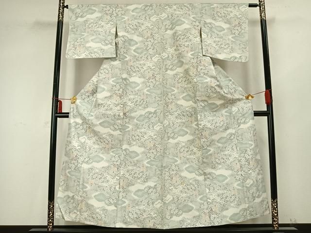 平和屋着物 上質な紬 単衣 風景人物文 正絹 AABB2188fy