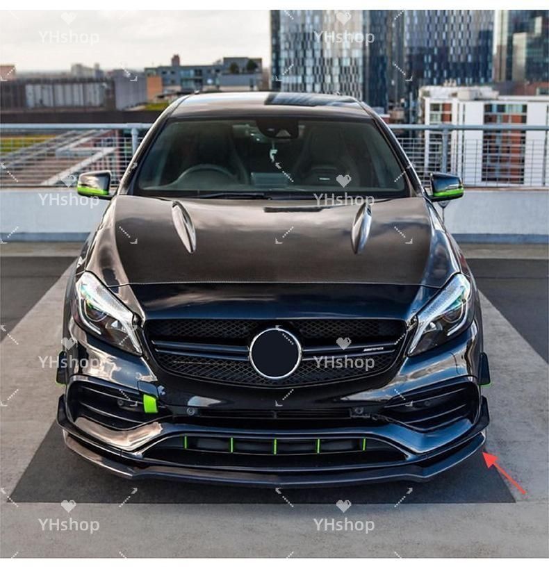 メルセデス ベンツ Aクラス W176 A200 A260 A45 AMG 2013-2018 フロントリップ スプリッター 外装カスタム PP素材 ーボンファイバー調