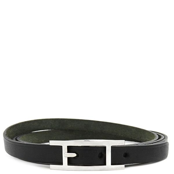 HERMES エルメス アピ3 レザー ブレスレット ロング シルバー金具