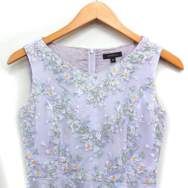 トッカ TOCCA 花柄刺繍 フレア ワンピース ノースリーブ ロング