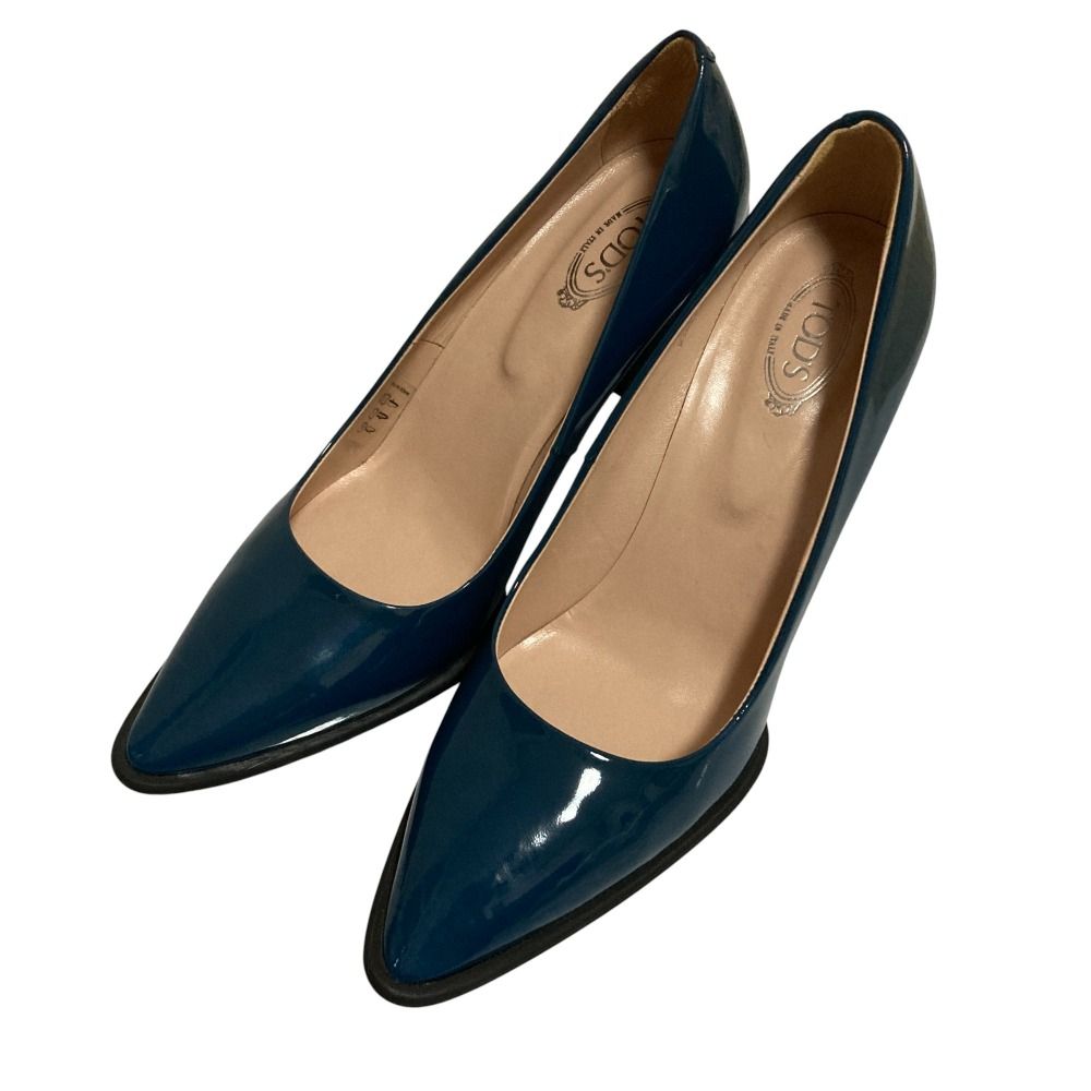 TOD S トッズ パテントレザー ポインテッドトゥ パンプス サイズ37.5 24.5cm相当 ブルー レディース 古着