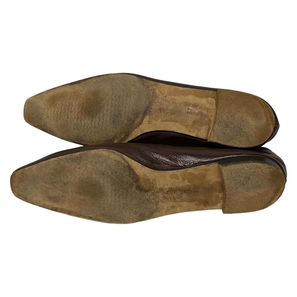 マノロブラニク フラットシューズ リボン スエード レザー 37 約24cm