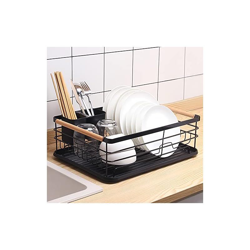 SVOHZAV 水切りラック 食器乾燥 シンク上水切りラック 大容量 キッチン 食器置き 水切りかご 洗いカゴ ディッシュラック 収納 皿立て 洗い物水切り ブラック BS038 0