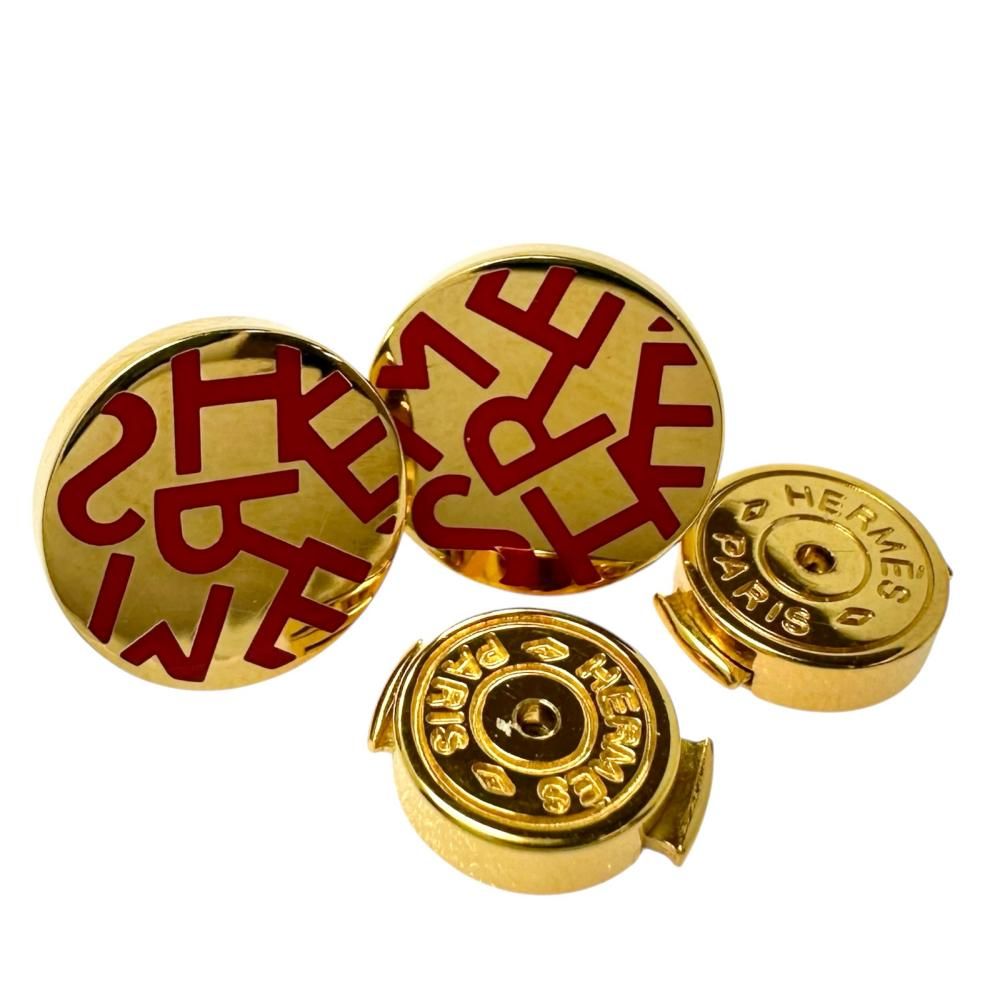 【希少】HERMES エルメス ロゴ ラウンド ピアス ゴールド丸型　片耳 HERMES/エルメス】ラウンド ロゴ ピアス GP 4.7g ゴールド