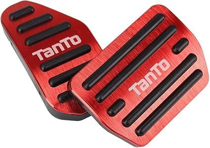 【在庫処分】LEXLEYS「最新型」ダイハツ タント TANTO LA650S系 LA660S系(2019年7月～) アルミ ペダル アクセル ブレーキ カバー 工具不要 滑り止め付 被せる ゴム カスタムドレスアップ パーツ（レッ