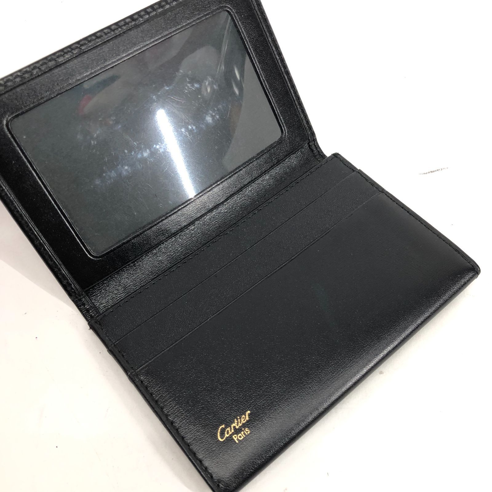 【美品】カルティエ　マネークリップ　フラグメントケース　カード収納　レザー　黒 美品】カルティエ マネークリップ フラグメントケース カード収納