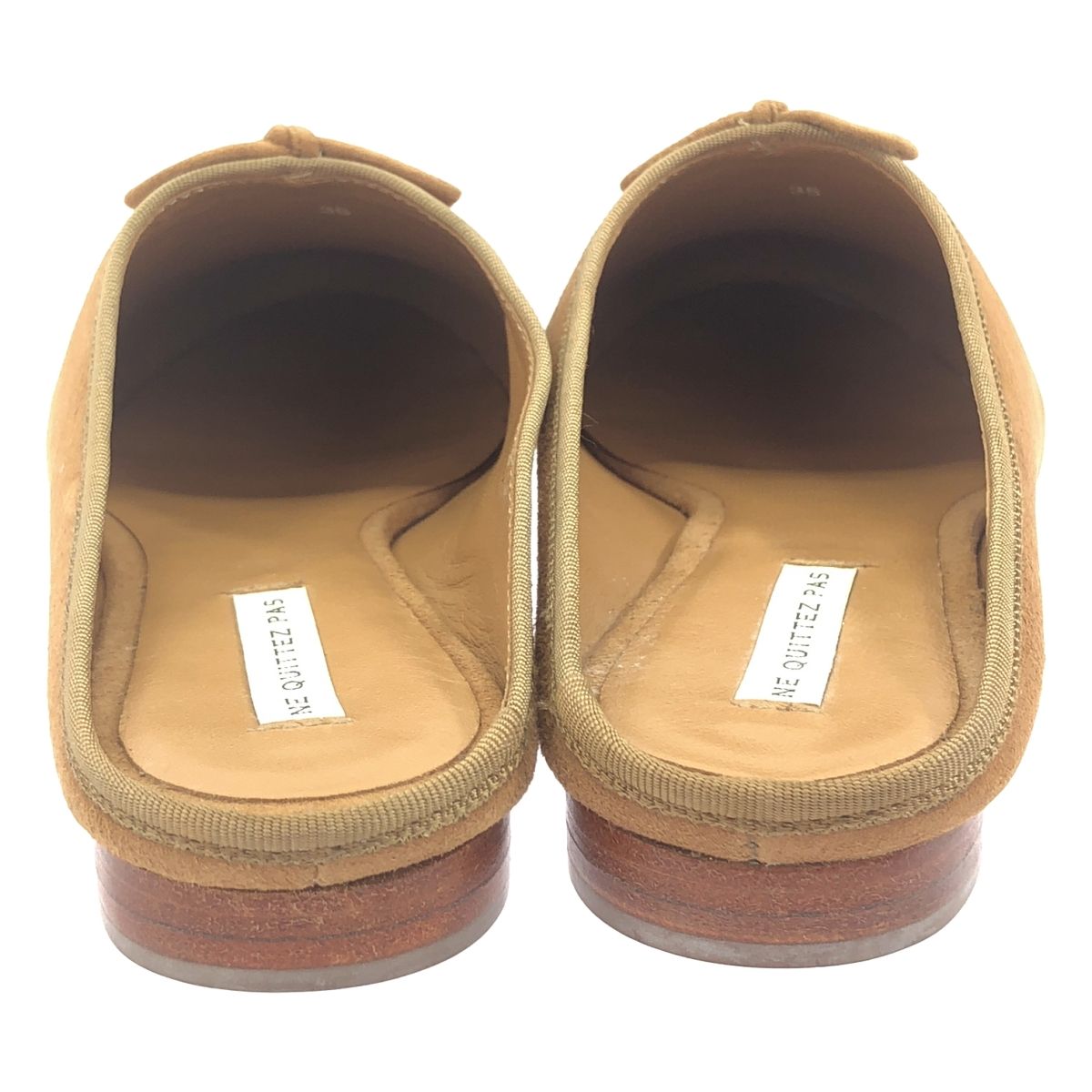 【美品】  ne Quittez pas / ヌキテパ | スエード リボン フラット ミュールサンダル | 35 | ブラウン | レディース