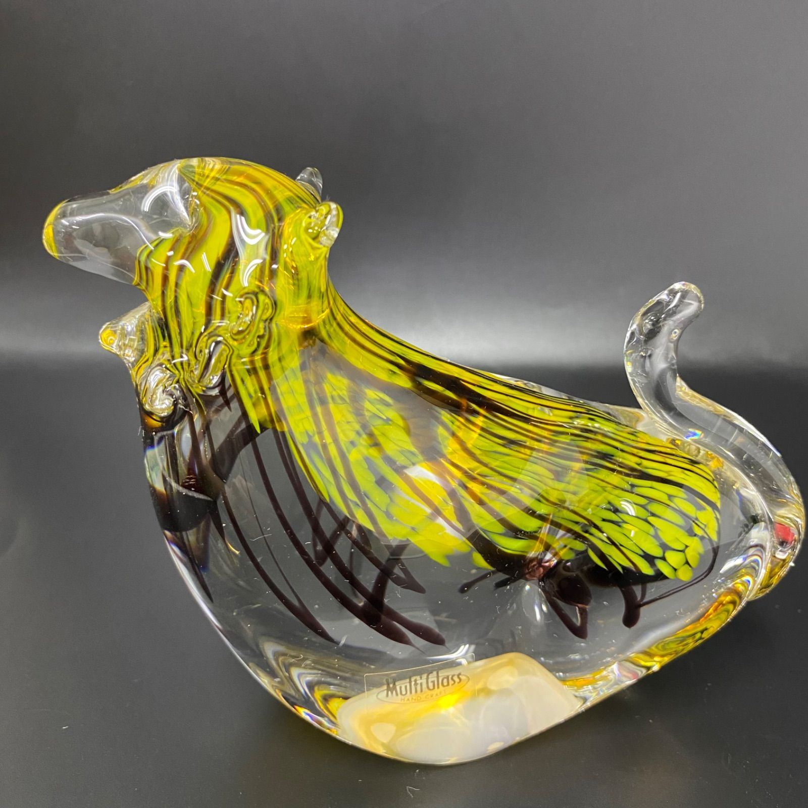マルティグラス 虎？ 希少・美品】Multi Glass マルティグラス 虎 トラ ガラス工芸品