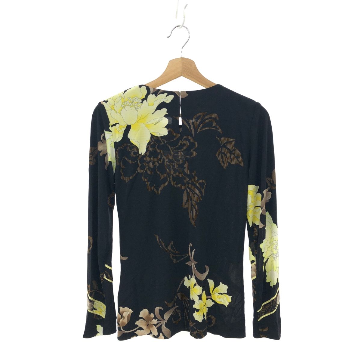 レオナール LEONARD 花柄 長袖カットソー LL LEONARD レオナール 長袖カットソー 大きいサイズ:44 ブラック